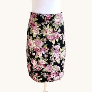 Anthropologie Maeve Skirt Knit Floral Pencil Roses (S)